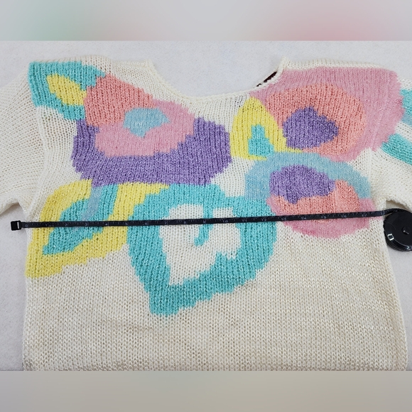 Ginenne VTG 80s Wool Angora Blend Pastel Knit Sweater Womens Medium Crew Neck - Picture 4 of 9